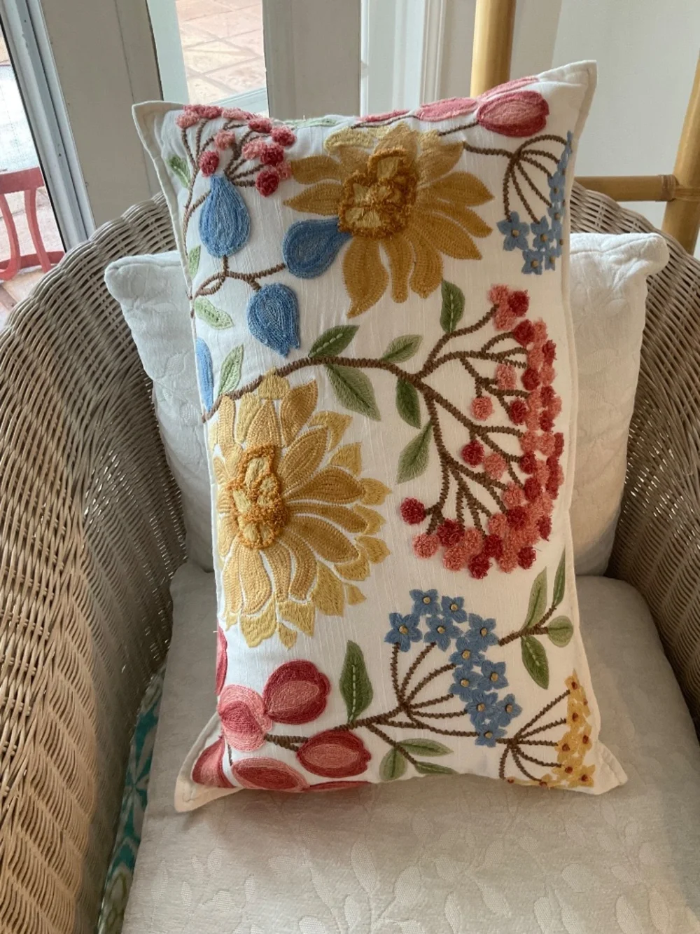 Beautiful Embroidered Throw Pillow Made in India